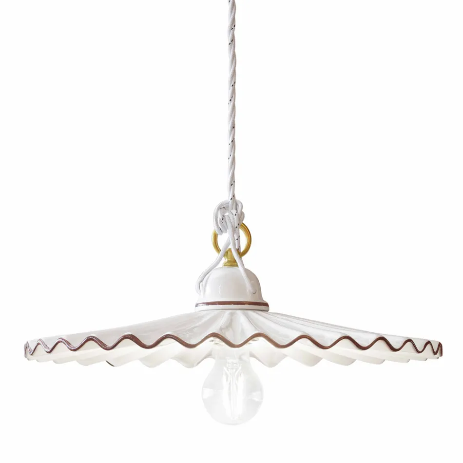 Lampe suspendue en céramique avec décoration L'Aquila par Ferroluce Viadurini