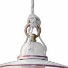 Lampe à suspension en céramique peinte à la main et design en fer - Asti Viadurini