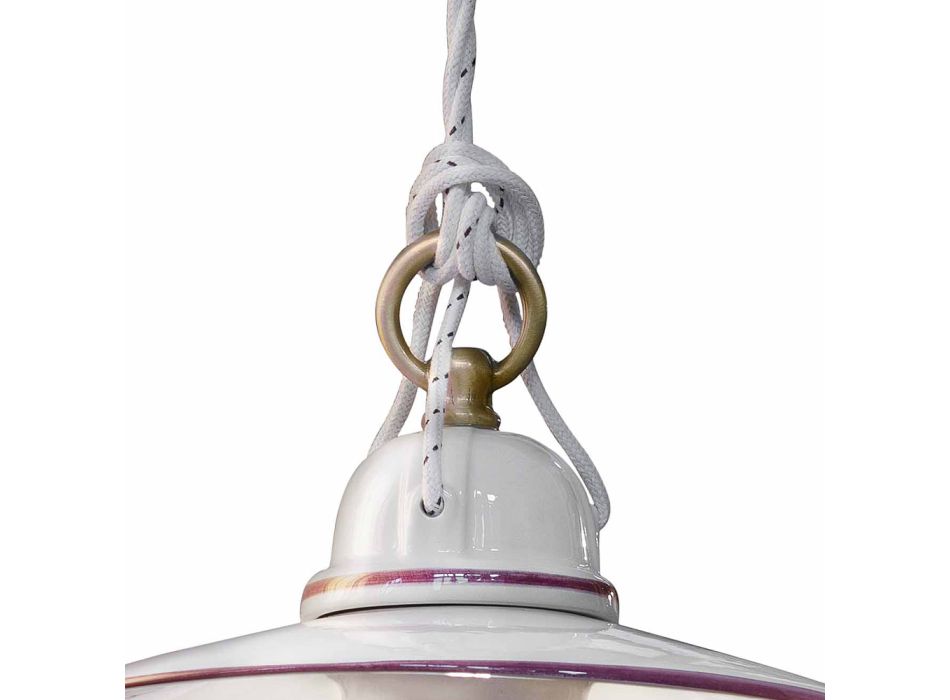 Lampe à suspension en céramique peinte à la main et design en fer - Asti Viadurini