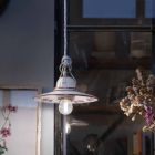 Lampe à suspension en céramique peinte à la main et design en fer - Asti Viadurini