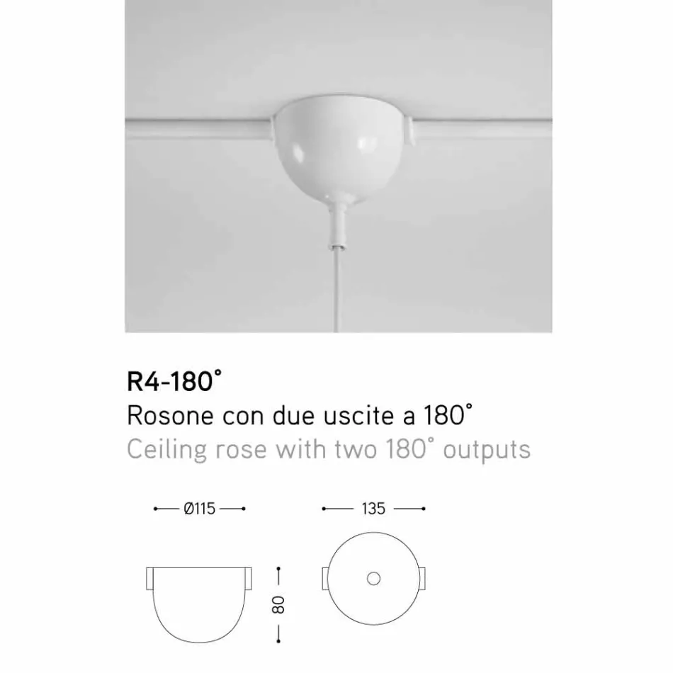 La suspension céramique Glaze, avec rosette 2 sorties à 180 ° Viadurini