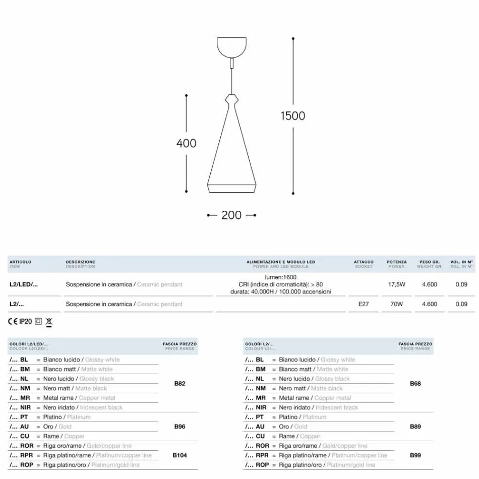 Suspension céramique Glaze 2 LED ou Standard Viadurini