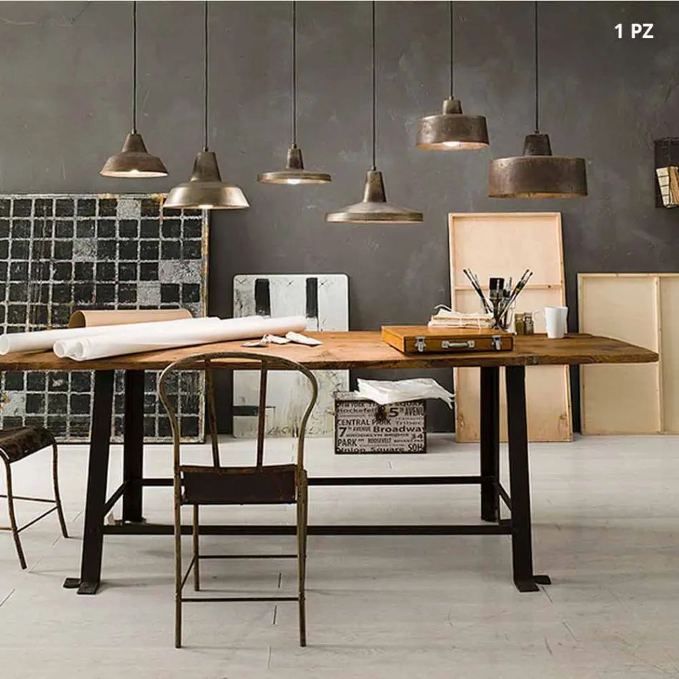 Lampe suspension antique cloche de fer Virginia Il Fanale Viadurini