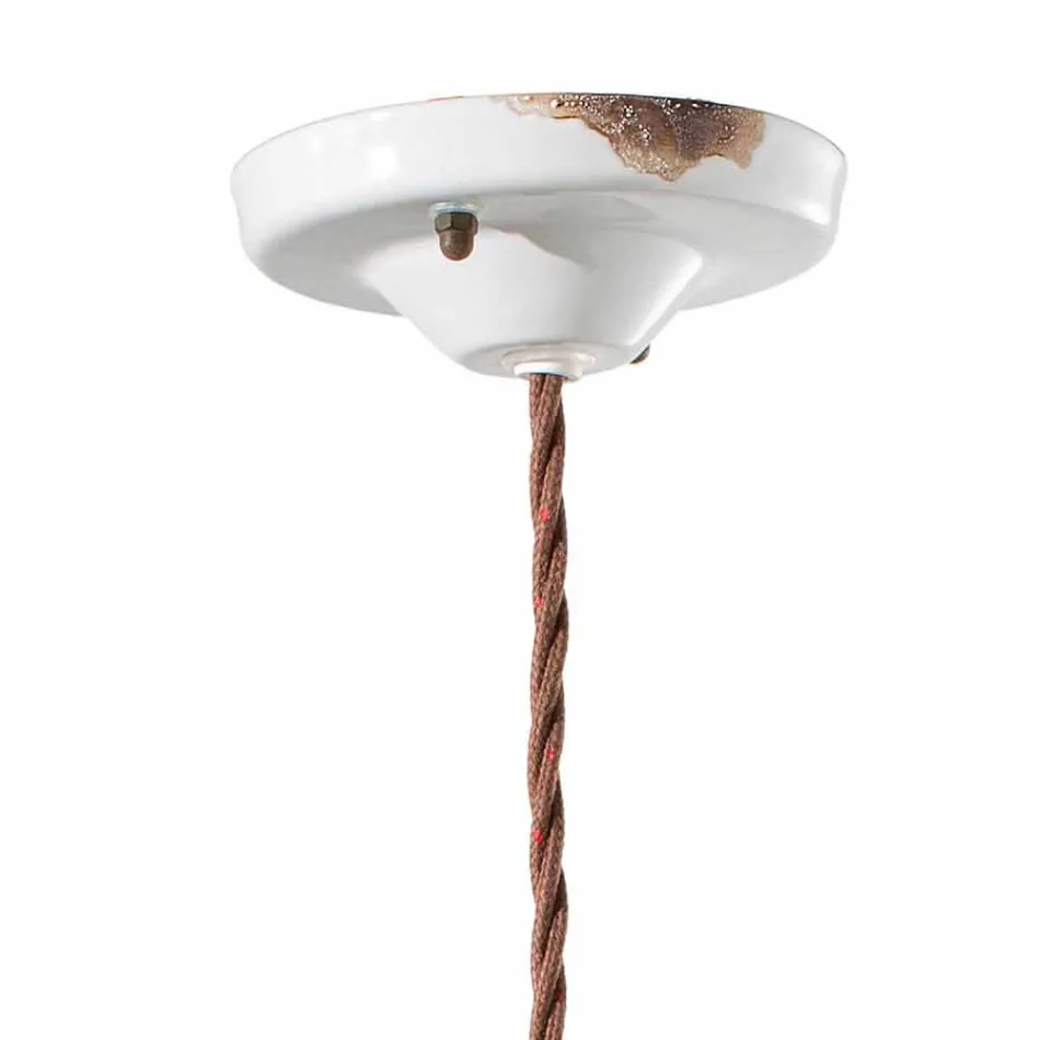 Lampe suspension de fer antique et céramique Teresa Ferroluce Viadurini