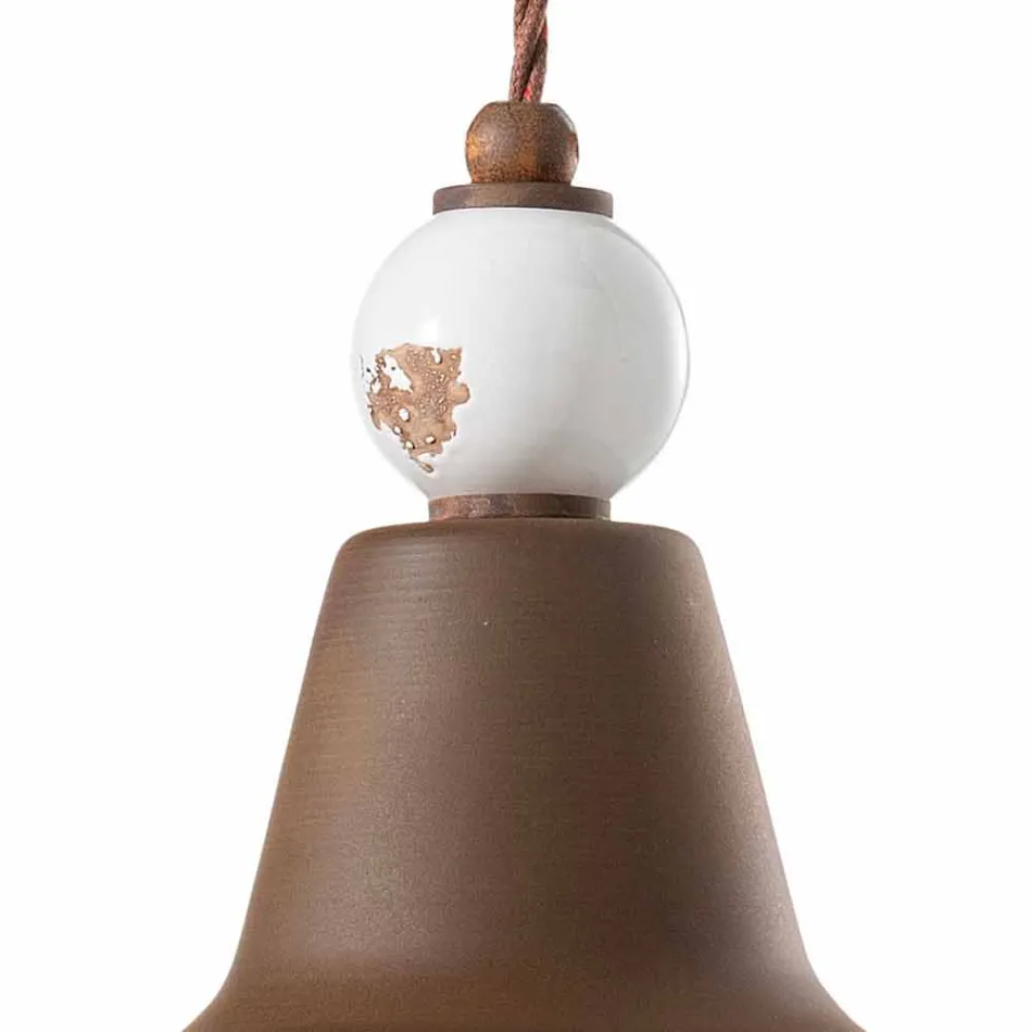 Lampe suspension de fer antique et céramique Teresa Ferroluce Viadurini