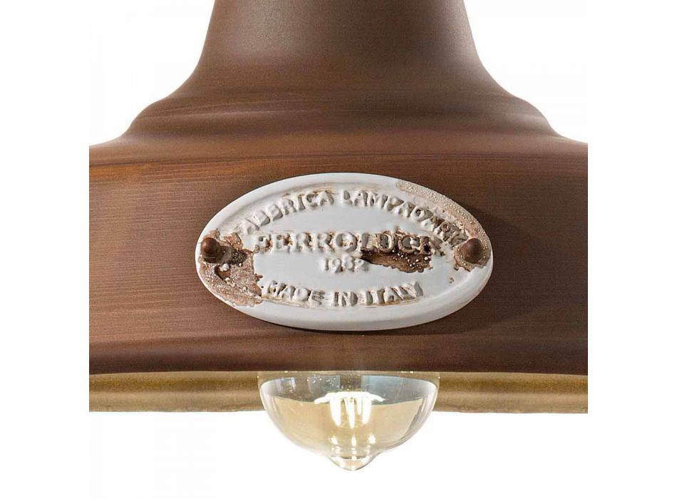 Lampe suspension de fer antique et céramique Teresa Ferroluce Viadurini