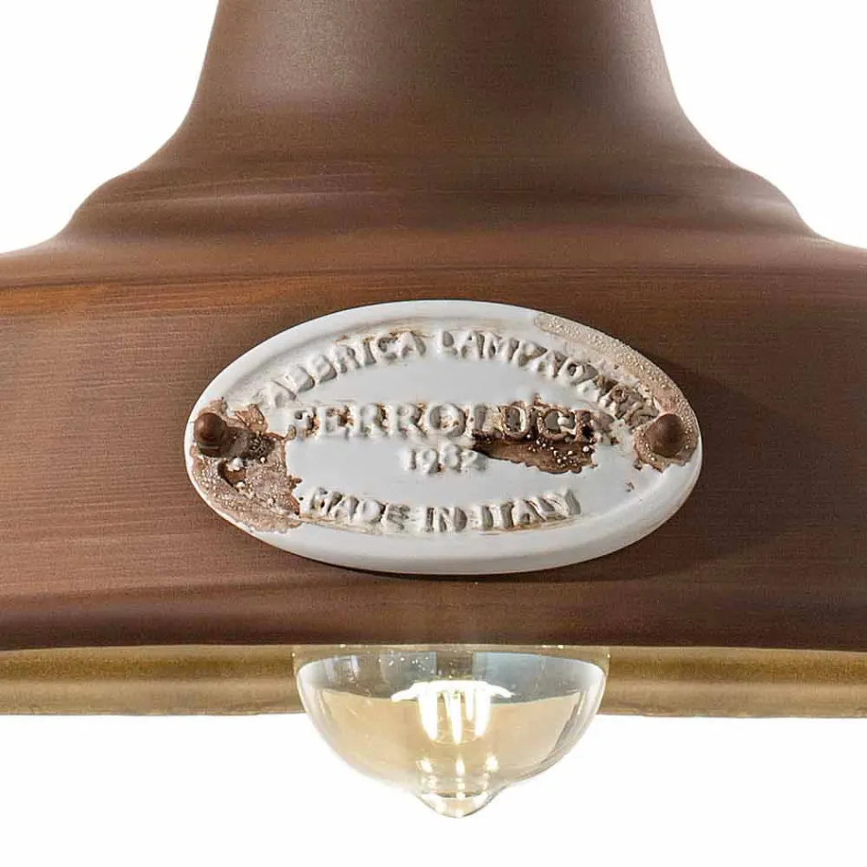 Lampe suspension de fer antique et céramique Teresa Ferroluce Viadurini