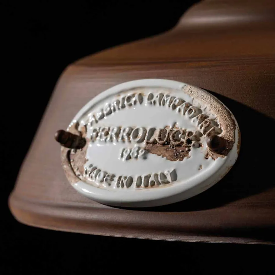 Lampe suspension de fer antique et céramique Teresa Ferroluce Viadurini