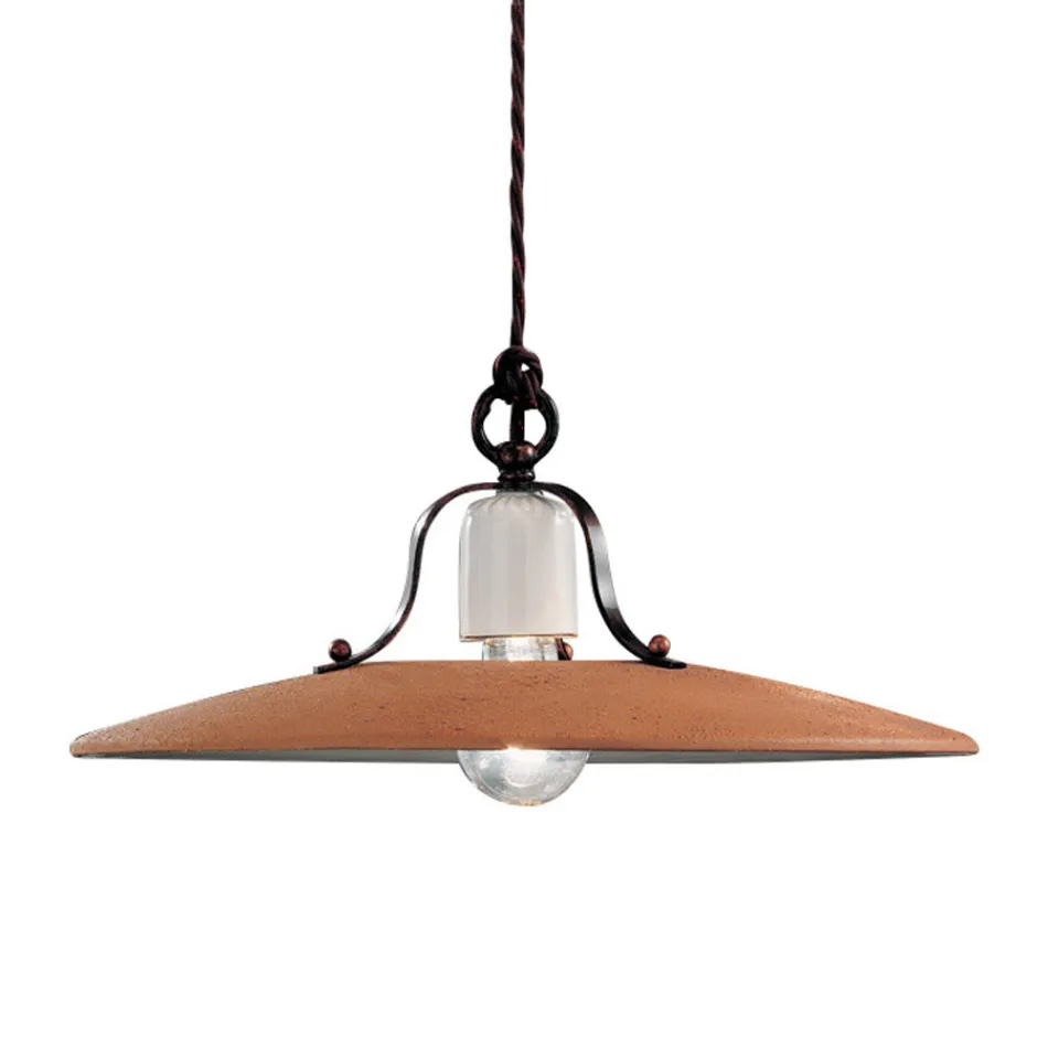 Lampe à Suspension en Fer et Céramique Brute Faite à la Main - Bologne Viadurini