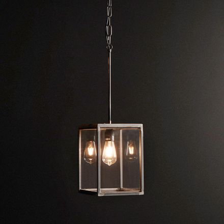Lampe à Suspension en Fer et Verre avec Chaîne Made in Italy - Cubola Viadurini