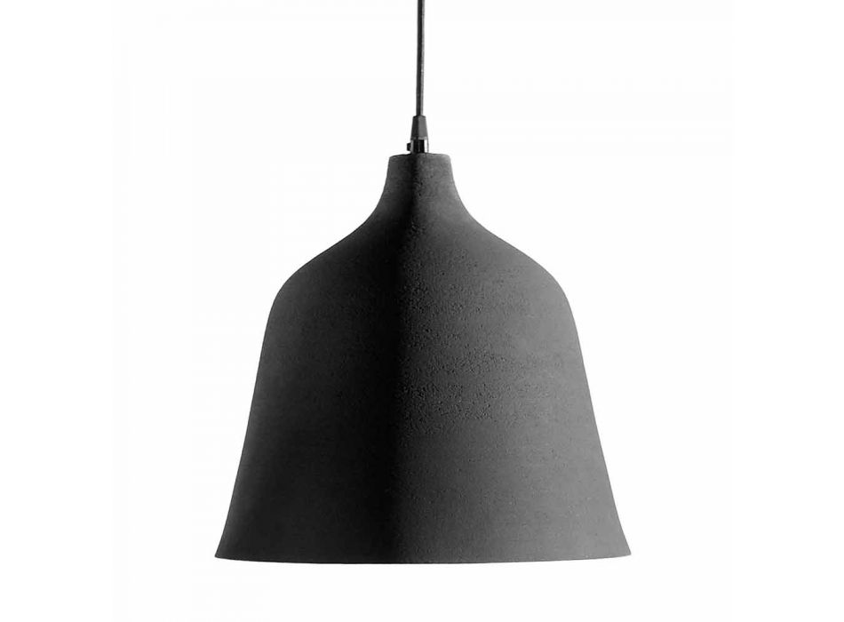 Lampe à Suspension en Grès Anthracite et Design Intérieur Blanc - Edmondo Viadurini