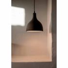 Lampe à Suspension en Grès Anthracite et Design Intérieur Émail Blanc - Edmondo Viadurini