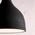 Lampe à Suspension en Grès Anthracite et Design Intérieur Émail Blanc - Edmondo Viadurini