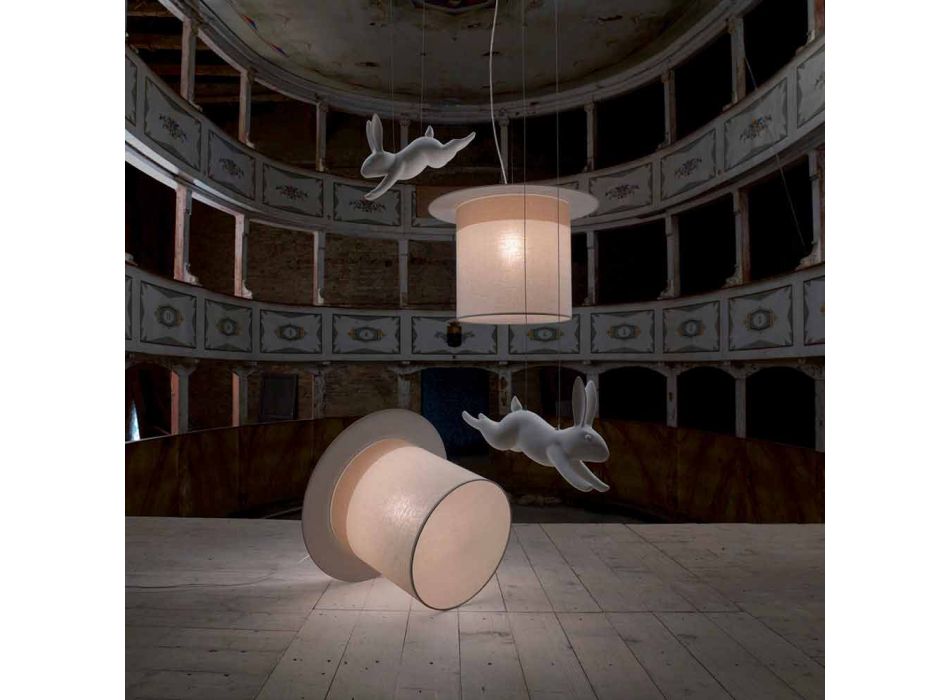 Lampe à Suspension Cylinder Design en Lin Blanc, Made in Italy - Magic Viadurini