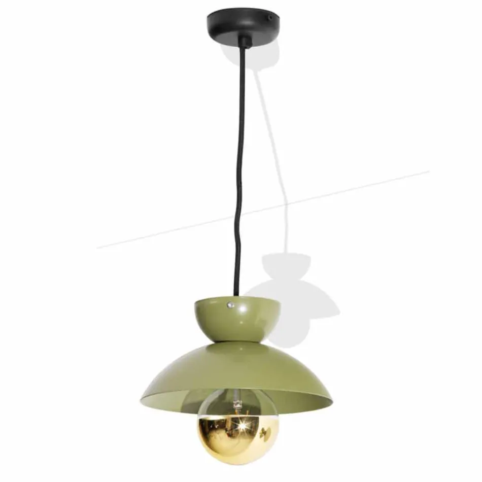 Lampe à Suspension en Métal avec Détail Or Moderne Fabriqué en Italie - Valta Viadurini