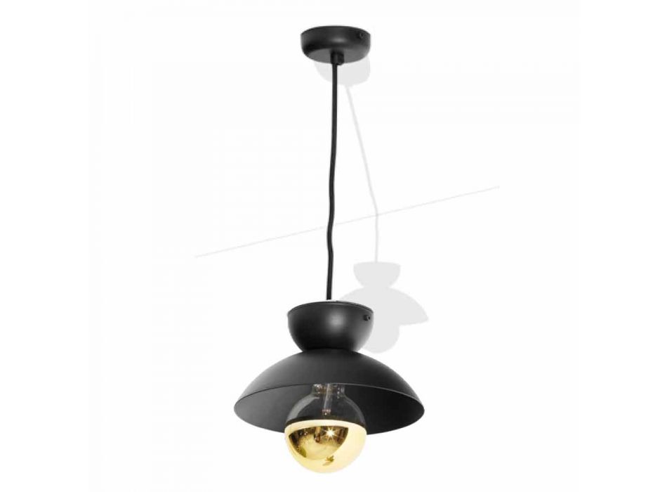 Lampe à Suspension en Métal avec Détail Or Moderne Fabriqué en Italie - Valta Viadurini