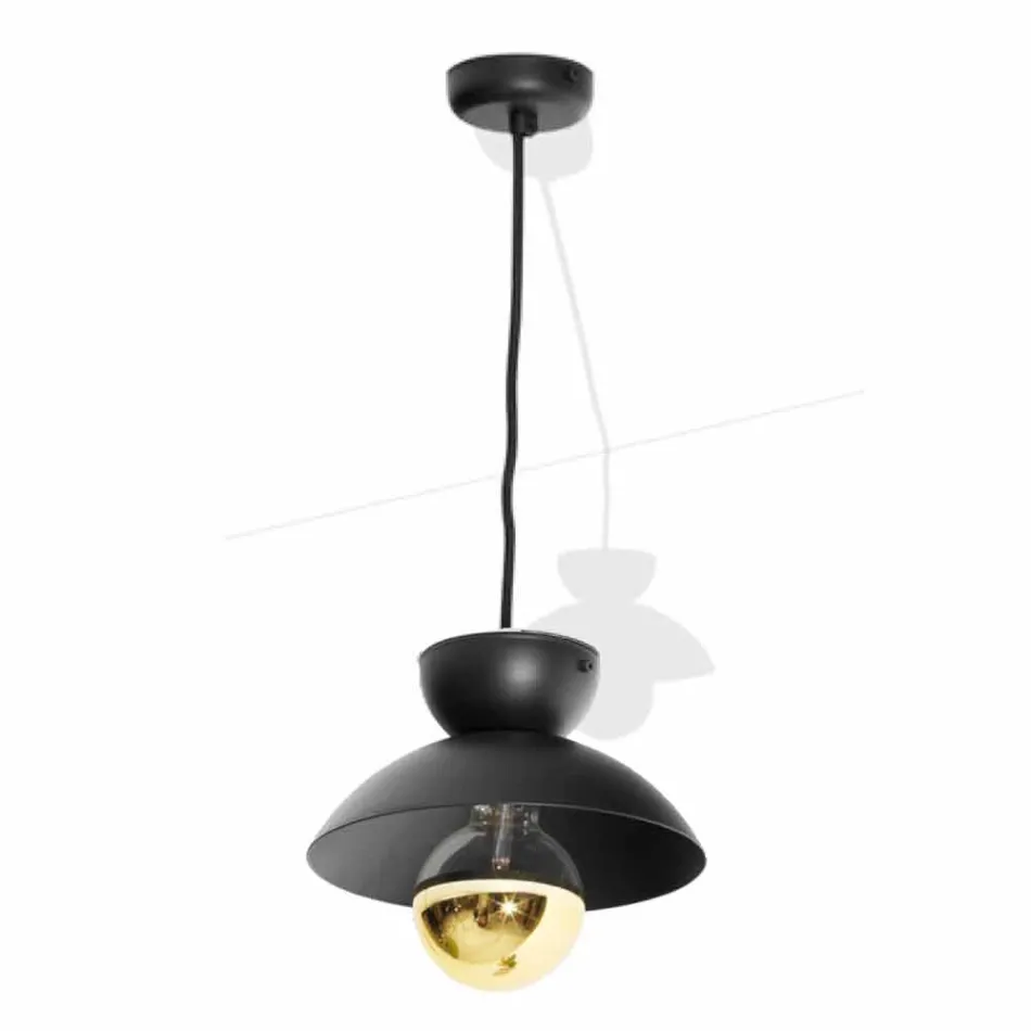 Lampe à Suspension en Métal avec Détail Or Moderne Fabriqué en Italie - Valta Viadurini