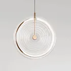 Lampe à Suspension en Métal et Verre à Décor de Lignes Concentriques - Hackberry Viadurini