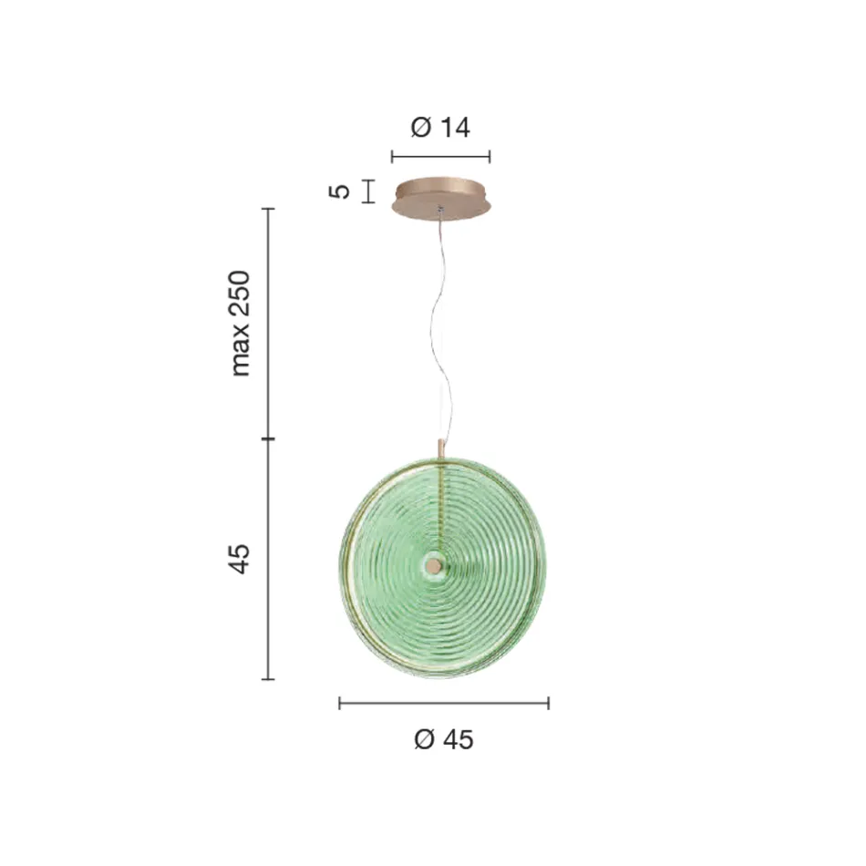 Lampe à Suspension en Métal et Verre à Décor de Lignes Concentriques - Hackberry Viadurini