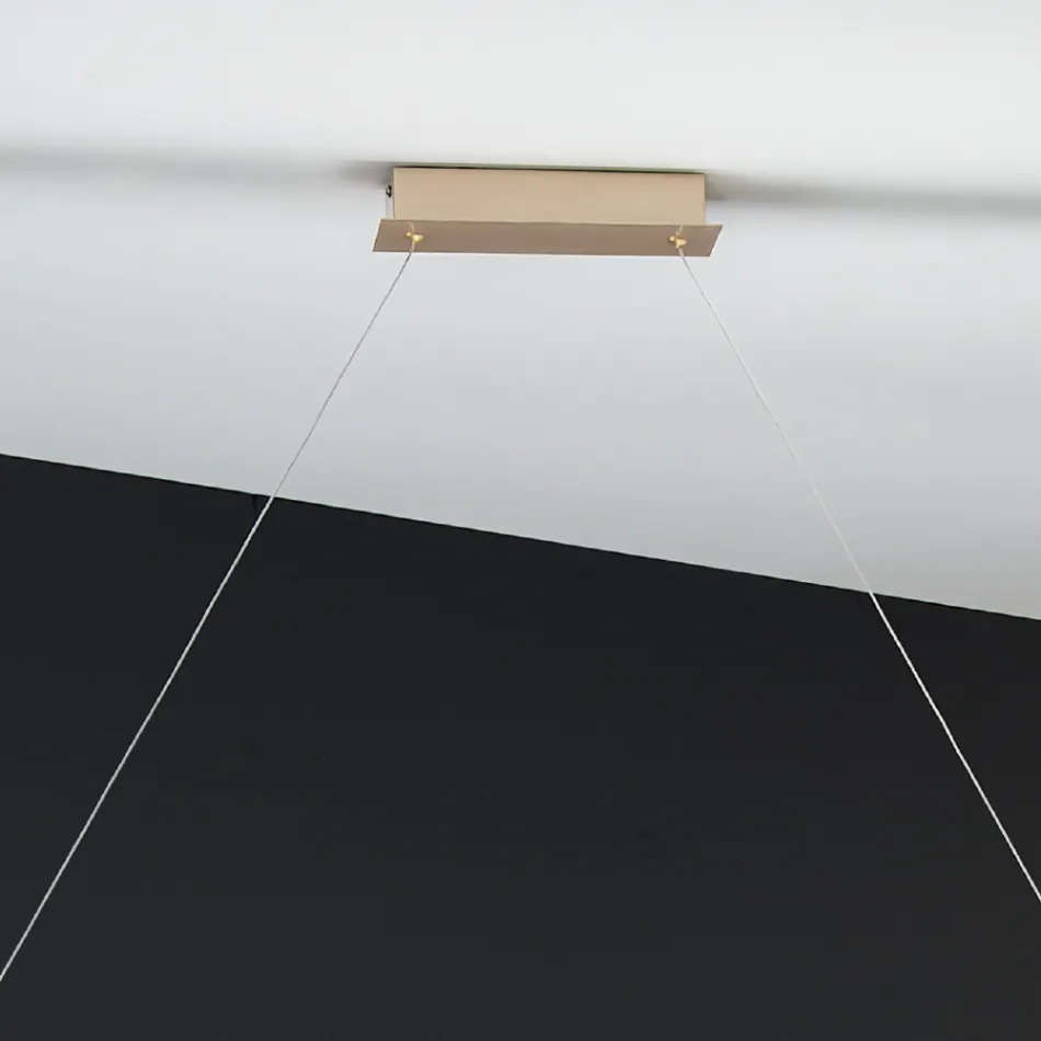 Lampe à Suspension en Métal Fini Doré avec LED Dimmable - Raiss Viadurini