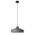 Lampe à suspension en métal gris et bois avec câble en nylon - Marlena
