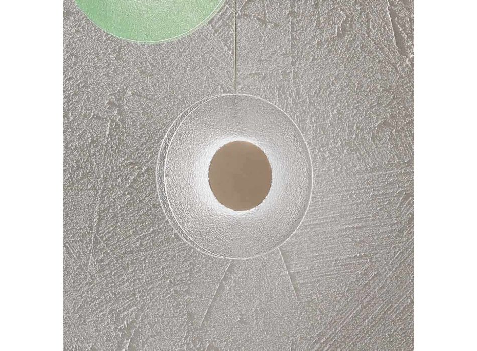 Lampe à suspension en métal peint et verre grain coloré - Albizia Viadurini