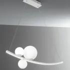 Lampe à Suspension en Métal Peint et Verre Soufflé - Perdrix Viadurini