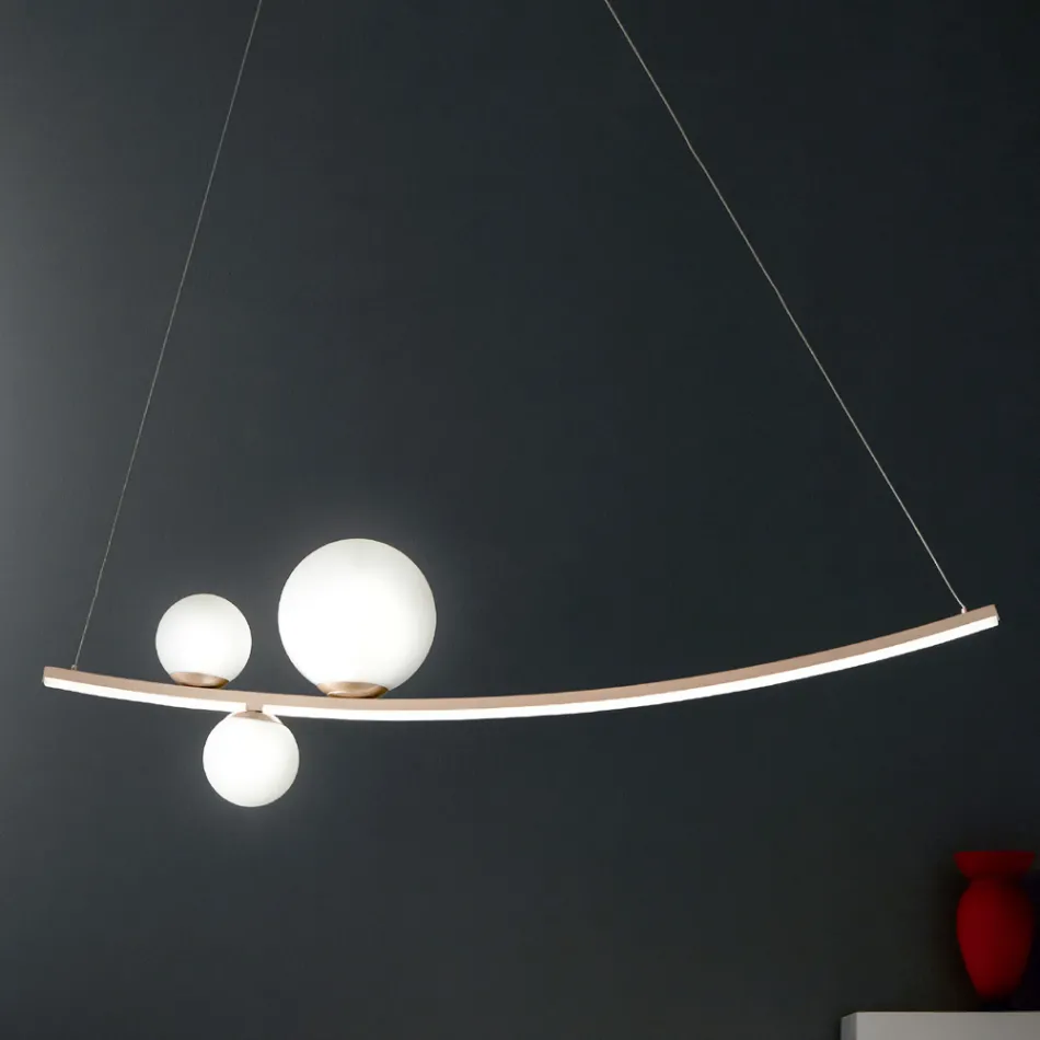 Lampe à Suspension en Métal Peint et Verre Soufflé - Perdrix Viadurini