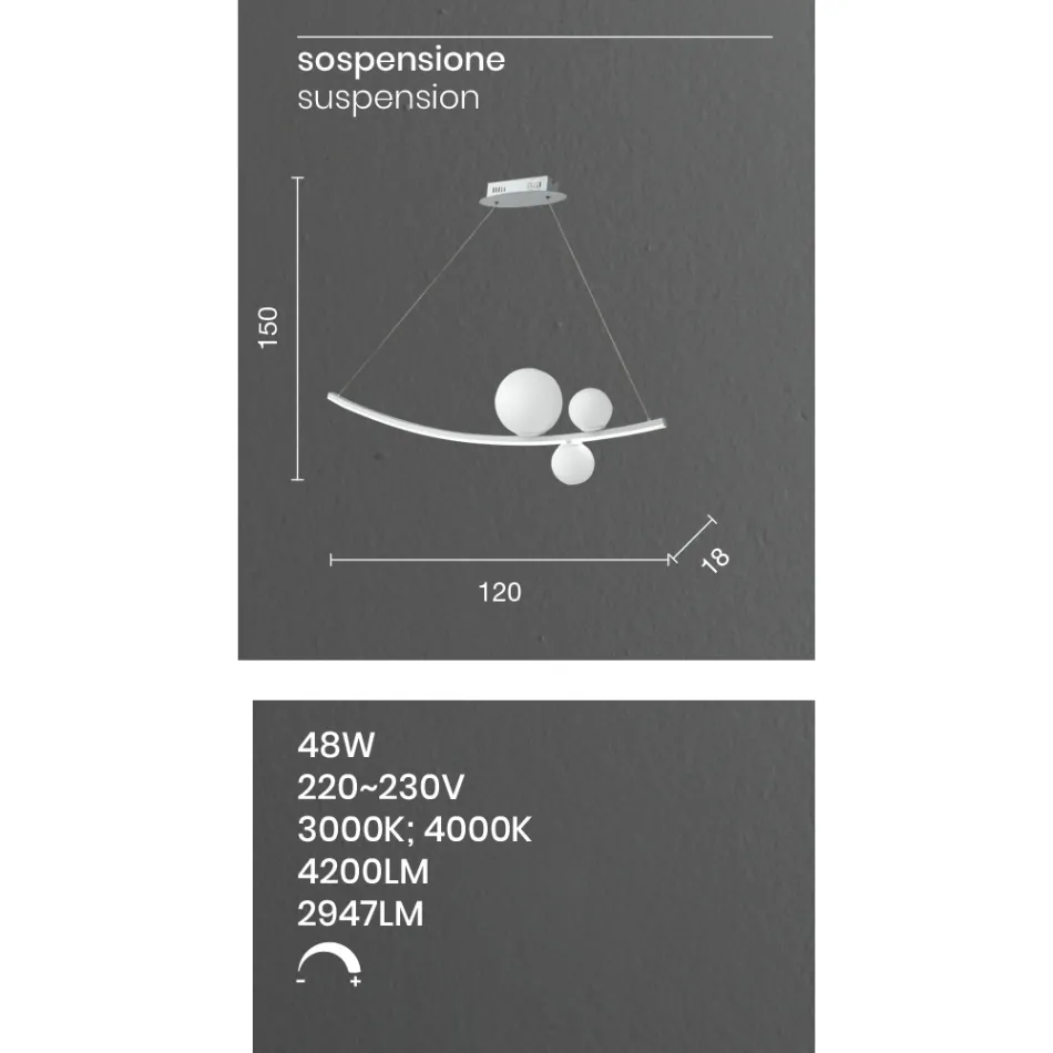 Lampe à Suspension en Métal Peint et Verre Soufflé - Perdrix Viadurini