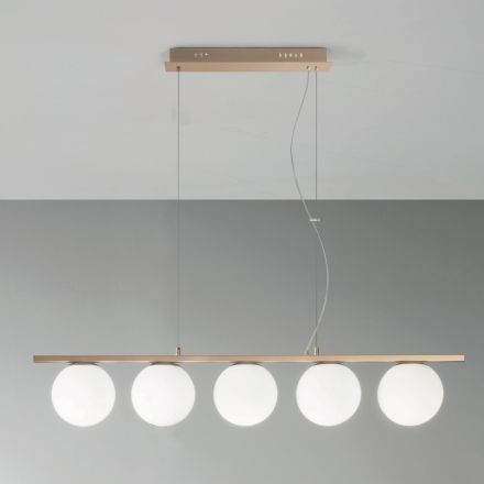 Lampe à Suspension en Métal Peint Doré et Verre Soufflé - Birga Viadurini