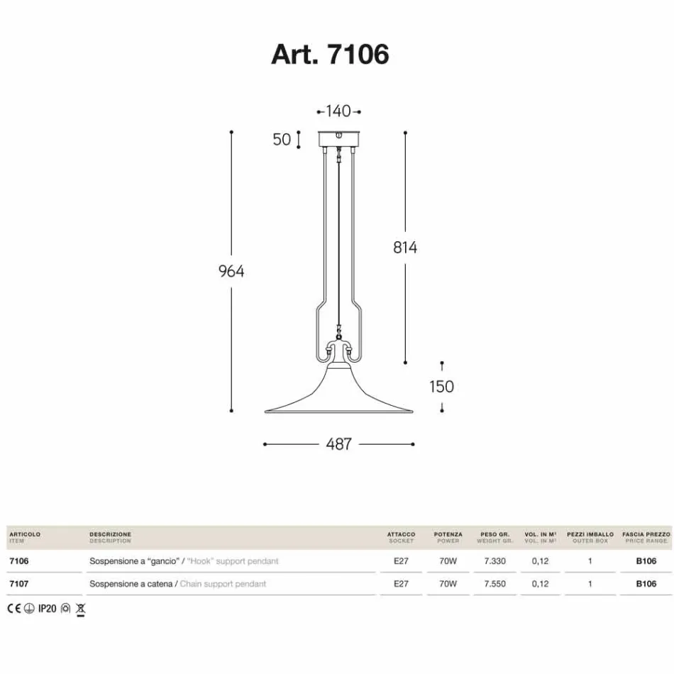 Lampe pendentif en laiton et de cuivre moulin avec crochet Viadurini