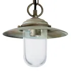 Suspension Elfico en laiton, verre transparent et IP44 Viadurini