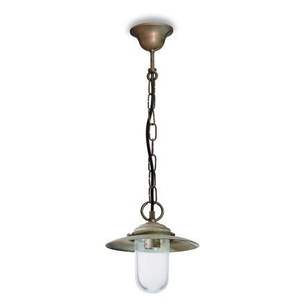 Suspension Elfico en laiton, verre transparent et IP44 Viadurini