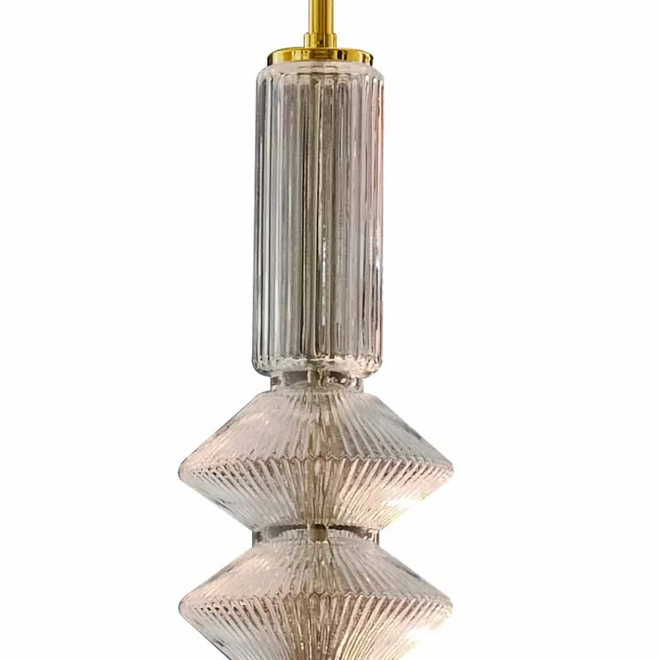 Lampe à Suspension en Verre de Murano et Tissu, Made in Italy - Missi Viadurini