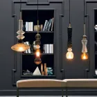 Lampe à Suspension en Verre de Murano et Tissu, Made in Italy - Missi Viadurini