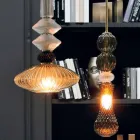 Lampe à Suspension en Verre de Murano et Tissu, Made in Italy - Missi Viadurini