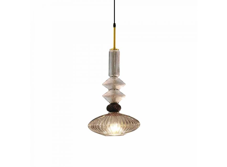 Lampe à Suspension en Verre de Murano et Tissu, Made in Italy - Missi Viadurini
