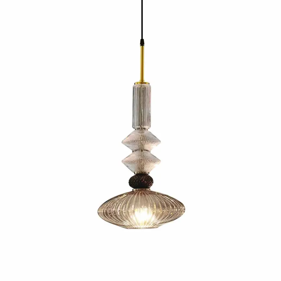 Lampe à Suspension en Verre de Murano et Tissu, Made in Italy - Missi Viadurini