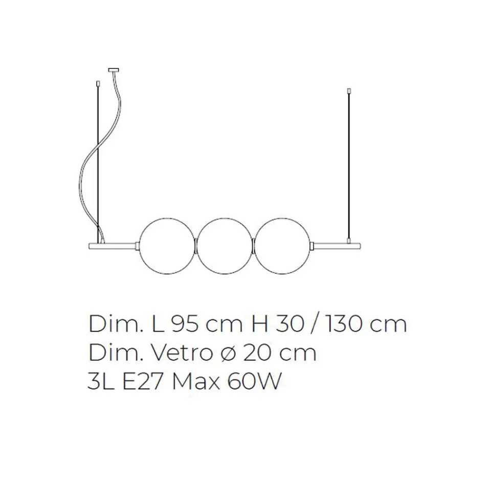 Suspension en verre de Venise soufflé à la main 95 cm - Jupiter Viadurini