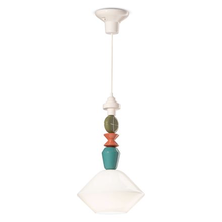 Lampe à Suspension en Verre et Céramique Colorée Made in Italy - Lariat Viadurini
