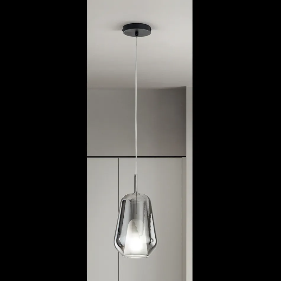 Lampe à Suspension en Verre et Fil Transparent Made in Italy - Trilly Viadurini