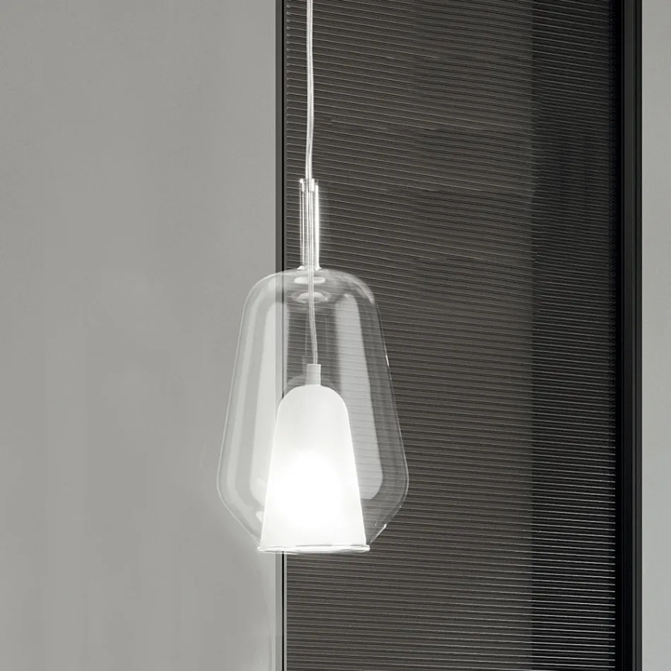Lampe à Suspension en Verre et Fil Transparent Made in Italy - Trilly Viadurini
