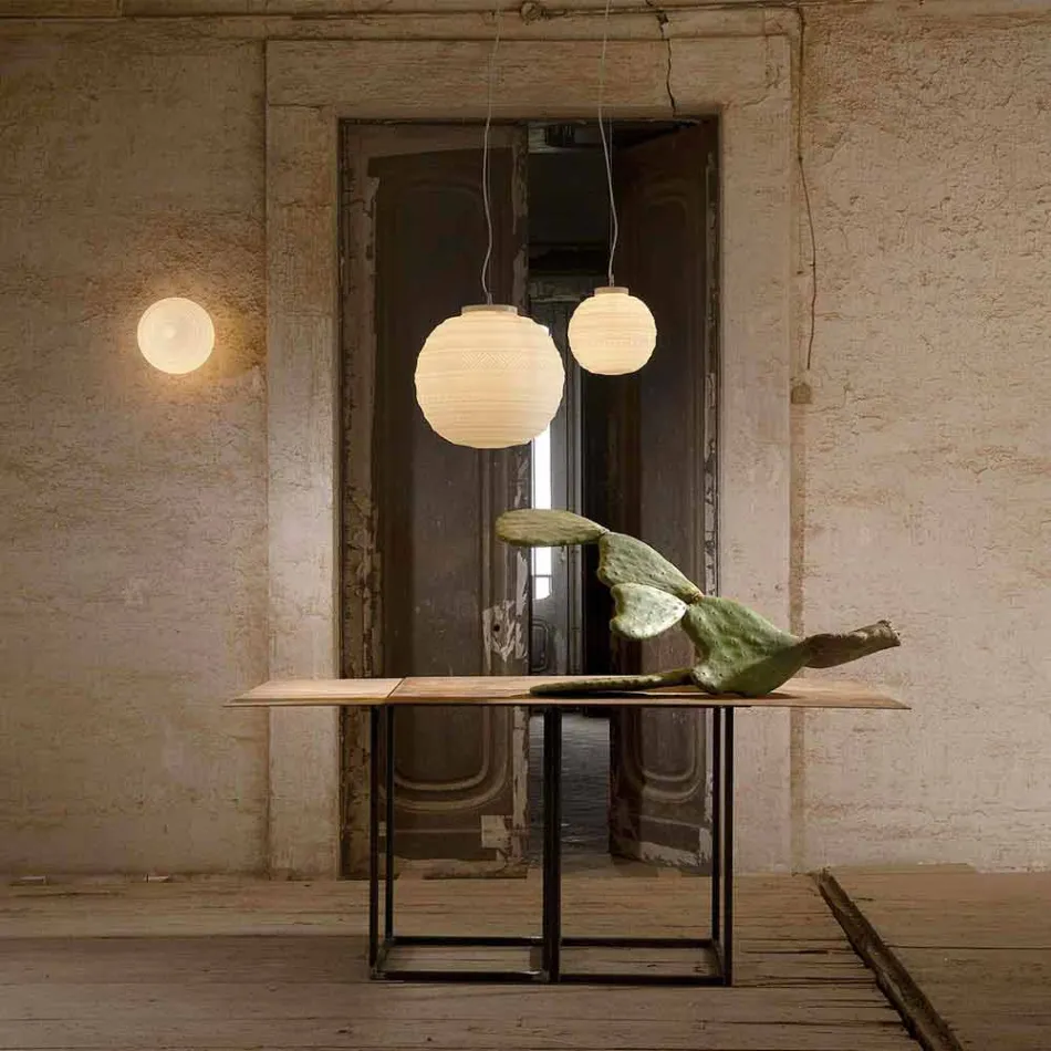 Lampe à suspension en verre satiné blanc en 2 tailles design - Morse Viadurini