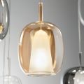 Lampe à suspension en verre satiné et coloré fabriquée en Italie - Trilly