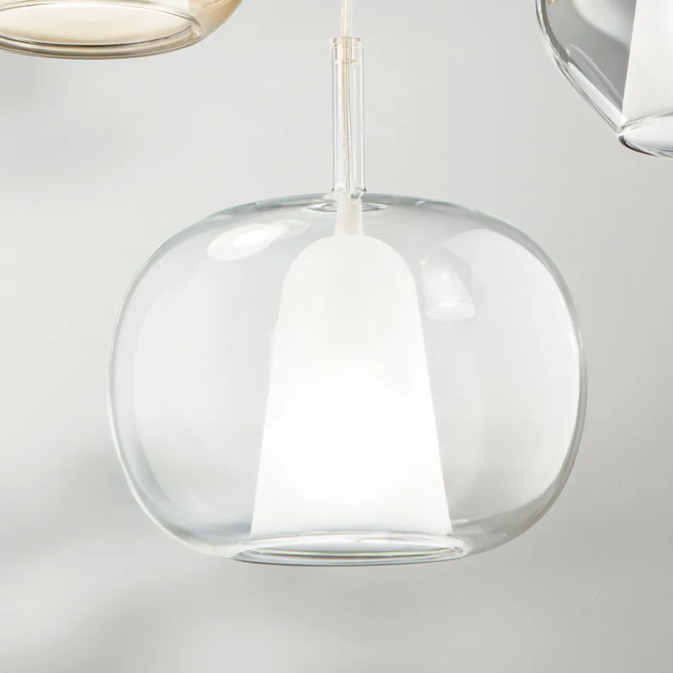 Lampe à suspension en verre soufflé à double couche fabriquée en Italie - Trilly  Viadurini