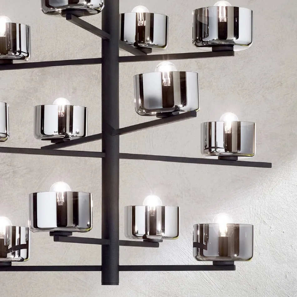 Lampe à Suspension en Verre Soufflé avec Structure Métallique - Angelic Viadurini