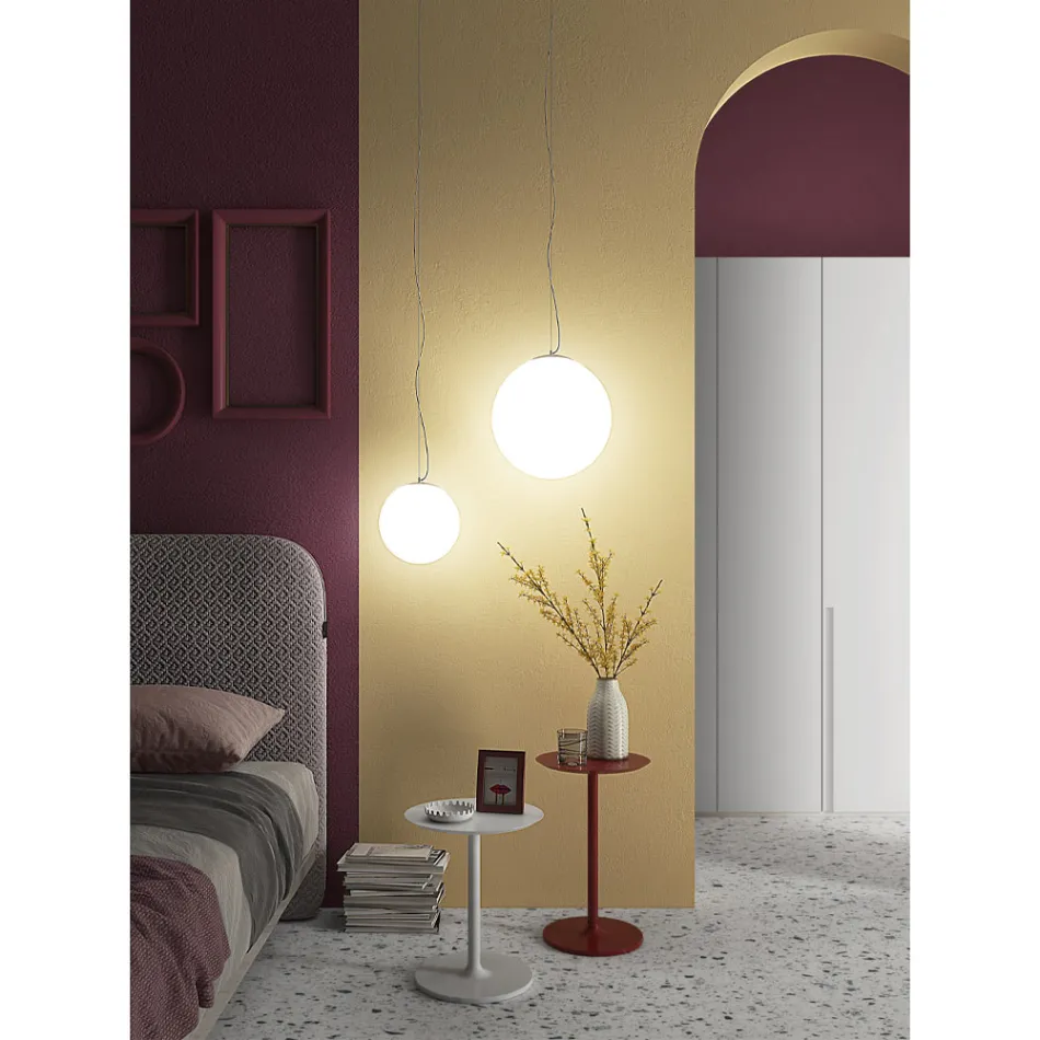 Lampe à Suspension en Verre Vénitien Blanc Soufflé à la Main - Lune Viadurini