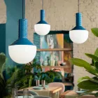 Lampe à Suspension en Verre Peint Fabriquée en Italie - Selaron Viadurini