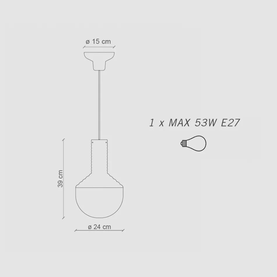Lampe à Suspension en Verre Peint Fabriquée en Italie - Selaron Viadurini