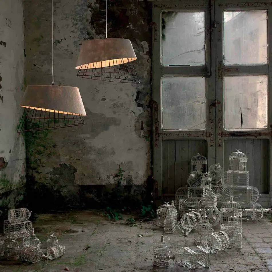 Lampe à Suspension en Fibre de Verre Blanche et Métal Design Élégant - Solaire Viadurini